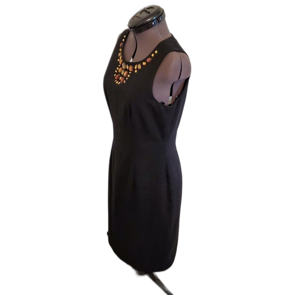 Banana Republic Women's Dress Size 6 Black Jewel Bodice Short Sleeve Wool Blend - Picture 3 of 6